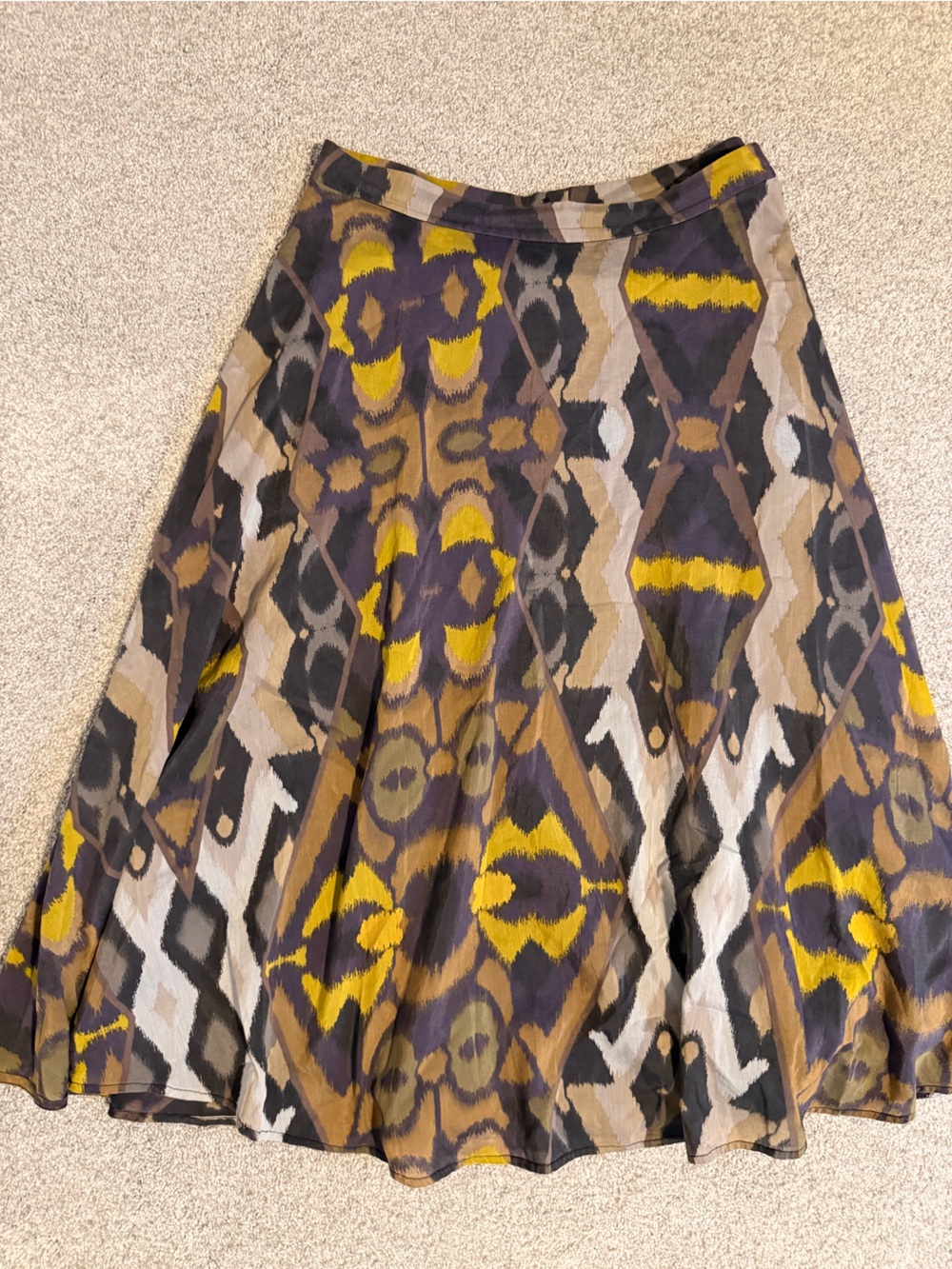 Kasper Cotton Silk Blend Abstract Ikat Print Skirt Size 6
